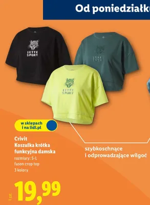 Koszulka krótka funkcyjna damska  promocja w Lidl