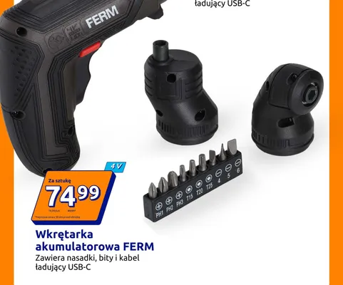 Wkrętarka akumulatorowa FERM promocja w Action