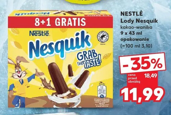 Lody Nestlé Nesquik kakao-wanilia 9-pak 43 ml promocja w Kaufland