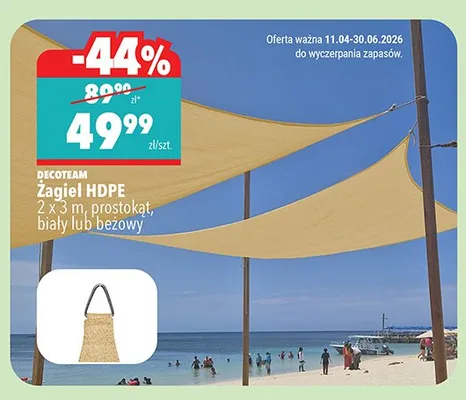Żagiel HDPE 2x3m prostokąt promocja w Biedronka