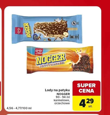 Lody na patyku Nogger orzechowe promocja w Carrefour Market
