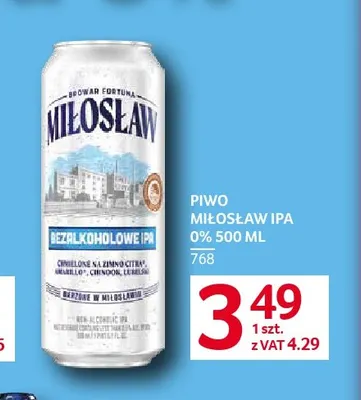 Piwo bezalkoholowe Miłosław IPA promocja w Selgros