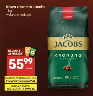 Kawa ziarnista Jacobs promocja w Delikatesy Centrum