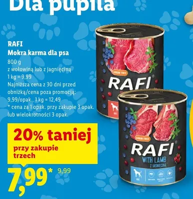 Mokra karma dla psa Rafi z wołowiną promocja w Lidl