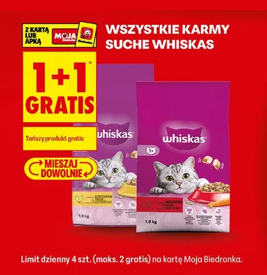 Karmy suche dla kotów Whiskas promocja w Biedronka