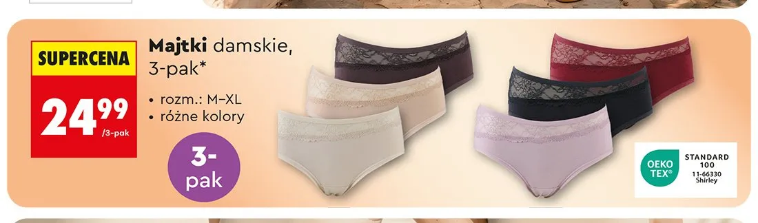 Majtki damskie 3-pak promocja w Biedronka