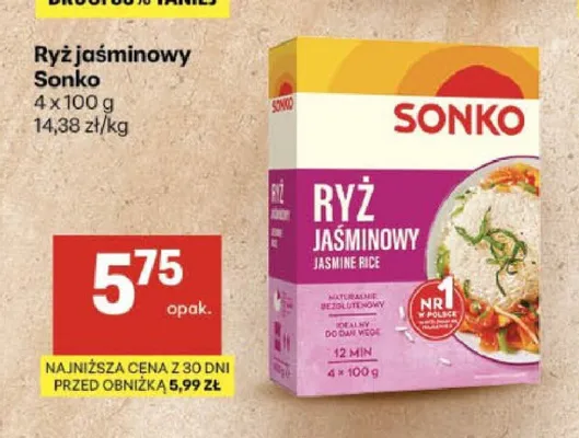 Ryż jaśminowy Sonko 4-pak promocja w Delikatesy Centrum