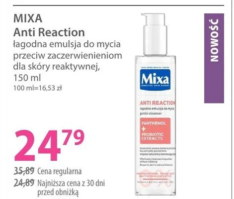 Łagodna emulsja do mycia przeciw zaczerwienieniom dla skóry reaktywnej promocja w Hebe