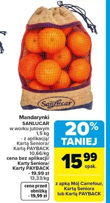 Mandarynki w worku jutowym promocja w Carrefour Market