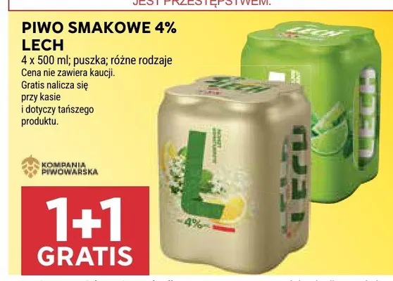 Piwo smakowe 4% Lech promocja w Stokrotka