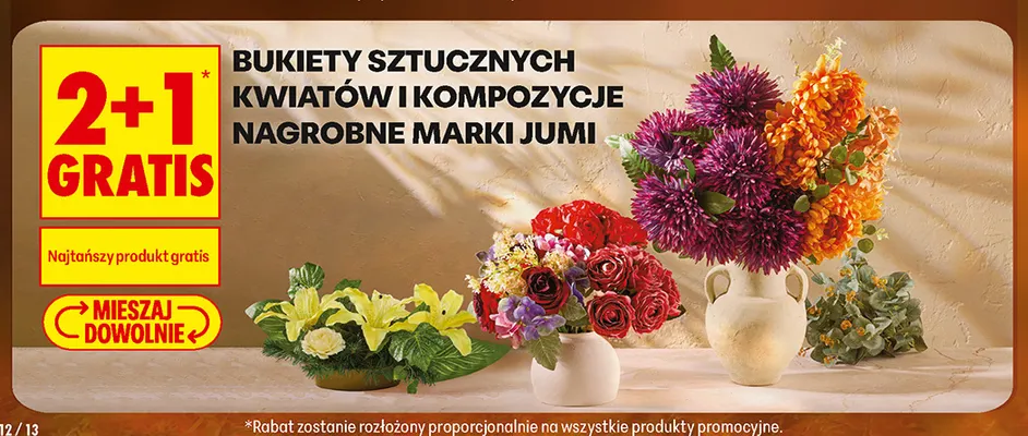 Bukiety sztucznych kwiatów i kompozycje nagrobne Jumi promocja w Biedronka