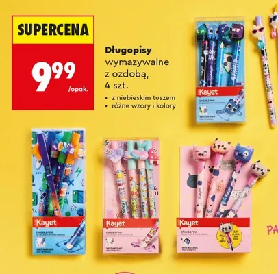 Długopisy wymazywalne z ozdobą Kayet promocja w Biedronka