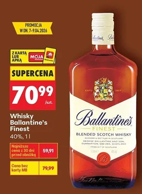 Whisky Ballantine's Finest 1 l promocja w Biedronka