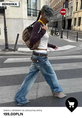 Jeans z detalami ze sztucznej skóry Bershka promocja w Bershka