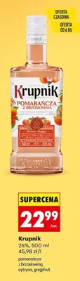Likier Krupnik pomarańcza z brzoskwinią 26% promocja w Biedronka