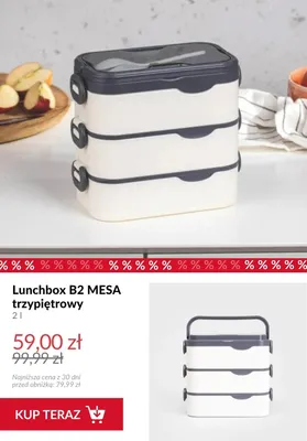Lunchbox B2 MESA trzypiętrowy 2 l promocja w Homla