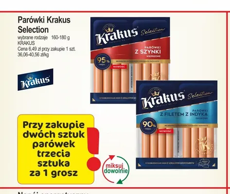 Parówki Krakus Selection z szynki promocja w Marketvita