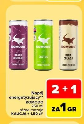 Napój energetyzujący Komodo promocja w Carrefour