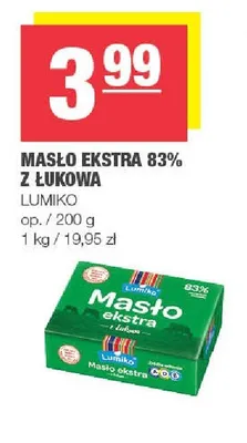 Masło ekstra 83% z Łukowa Lumiko promocja w SPAR