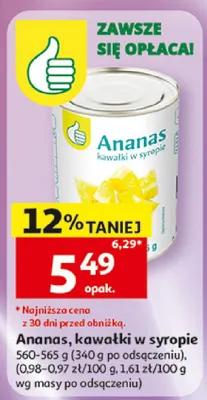 Ananas kawałki w syropie promocja w Auchan