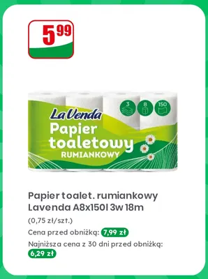 Papier toaletowy rumiankowy Lavenda 8-pak promocja w Dino