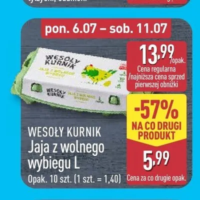 Jaja z wolnego wybiegu L Wesoły Kurnik promocja w Aldi