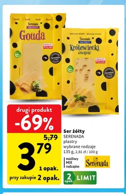 Ser żółty Gouda Serenada plastry promocja w Intermarche