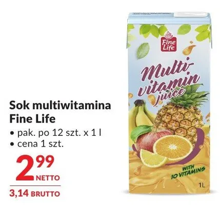 Sok multiwitamina Fine Life promocja w Makro