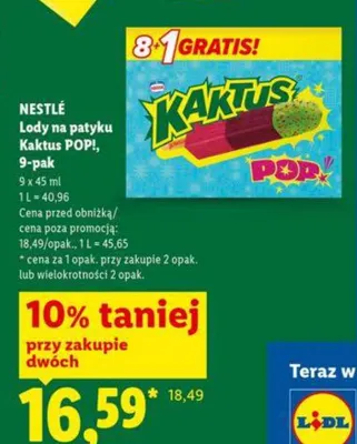 Lody na patyku Nestlé Kaktus POP! 9-pak promocja w Lidl