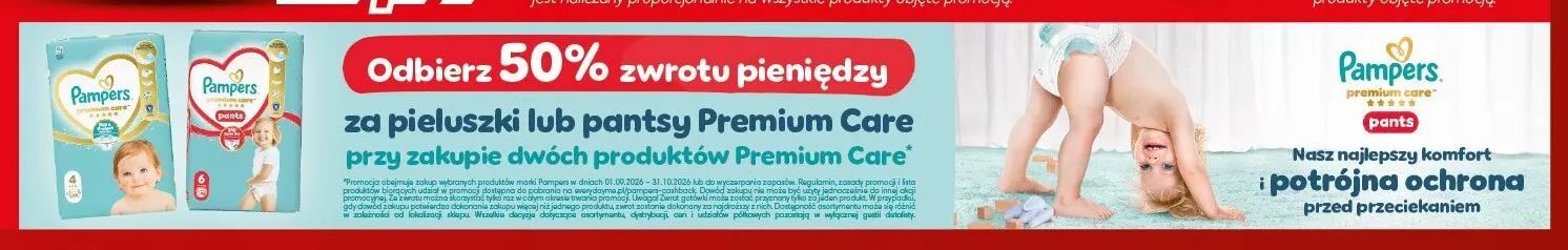 Pieluszki lub pantsy Premium Care Pampers promocja w Kaufland