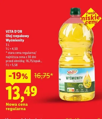 Olej rzepakowy wyśmienity promocja w Lidl