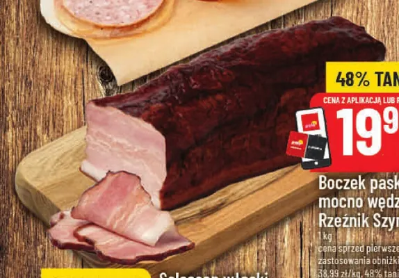 Boczek paski mocno wędzony Rzeźnik Szymon promocja w POLOmarket