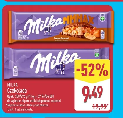 Czekolada Milka Alpine Milk promocja w Aldi