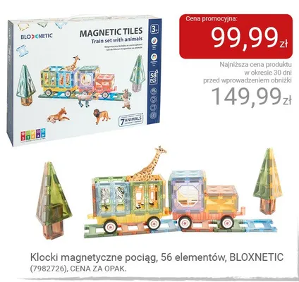 Klocki magnetyczne pociąg 56 elementów BLOXNETIC promocja w Smyk