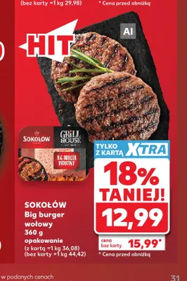 Big burger wołowy Sokołów promocja w Kaufland