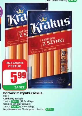 Parówki z szynki Krakus promocja w Dino