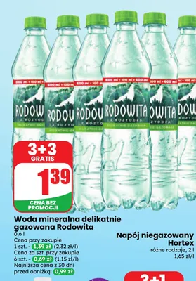 Woda mineralna gazowana delikatnie Rodowita promocja w Dino