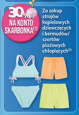 Stroje kąpielowe dziewczęce i szorty plażowe chłopięce promocja w Auchan