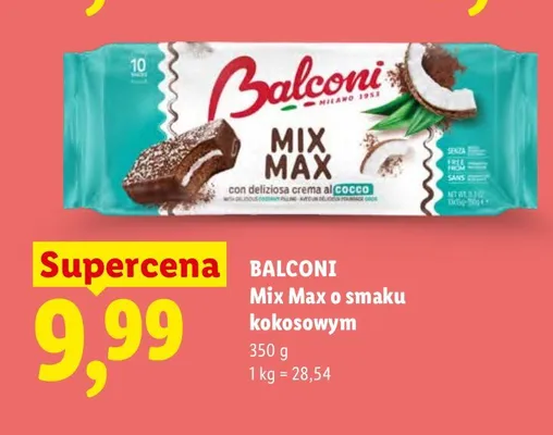 Mix Max o smaku kokosowym Balconi promocja w Lidl