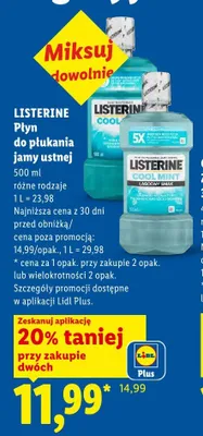 Płyn do płukania jamy ustnej Listerine Cool Mint Łagodny Smak promocja w Lidl