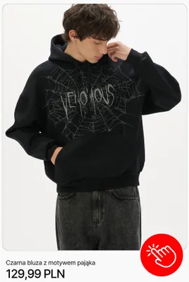 Czarna bluza z motywem pająka Cropp promocja w Cropp