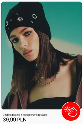 Czapka beanie z metalowymi detalami Cropp promocja w Cropp