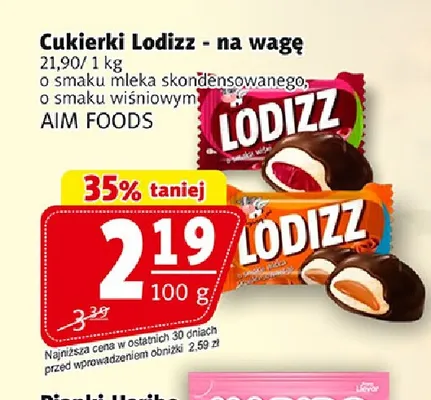 Cukierki Lodizz o smaku wiśniowym AIM Foods promocja w Prim Market