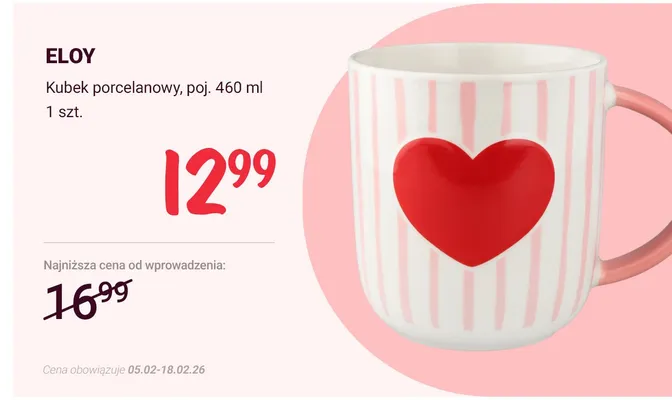 Kubek porcelanowy, poj. 460ml promocja w Rossmann