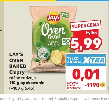 Chipsy Lay's Oven Baked jogurt z ziołami promocja w Kaufland