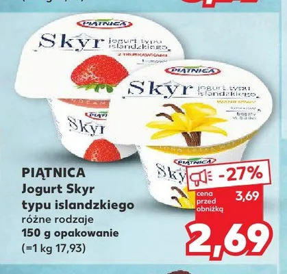 Jogurt Skyr typu islandzkiego waniliowy Piątnica promocja w Kaufland