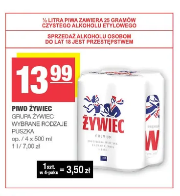 Piwo Żywiec 4-pak promocja w SPAR