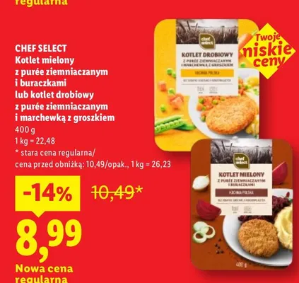 Kotlet drobiowy z purée ziemniaczanym i marchewką z groszkiem Chef Select promocja w Lidl