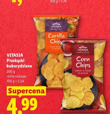 Chipsy kukurydziane Vitasia Corn Chips Sweet & Sour promocja w Lidl