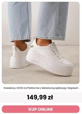 Sneakersy VICES na platformie z metaliczną aplikacją i napisem promocja w Renee